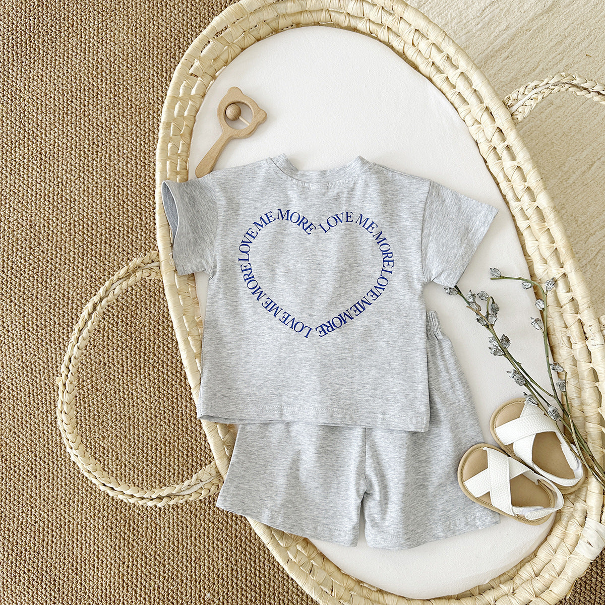 Heart Printed Clothing Two-piece Set